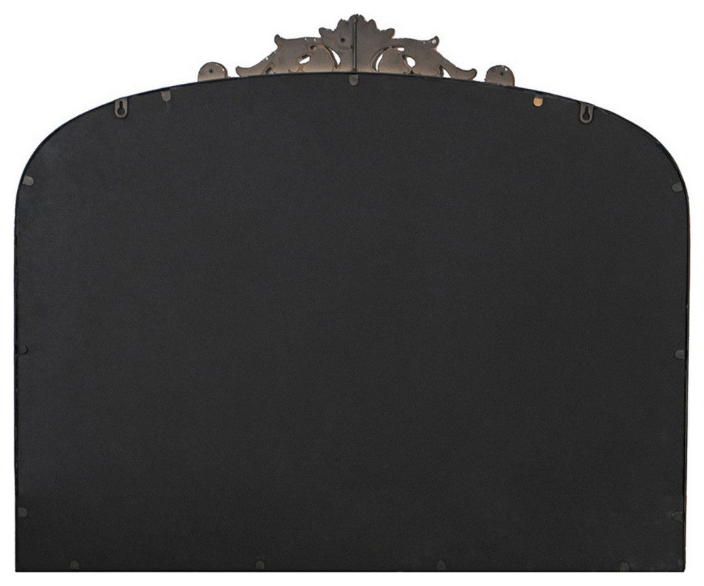 Benzara BM286408 Wall Mirror, Gold Curved Arched Metal Frame, Baroque Design