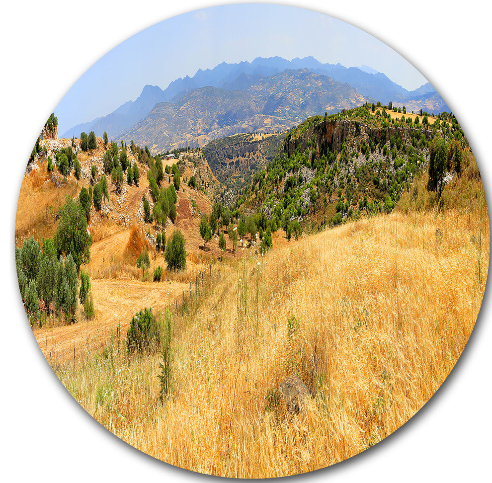 Cyprus Landscape Panoramic View, Landscape Round Wall Art, 23"