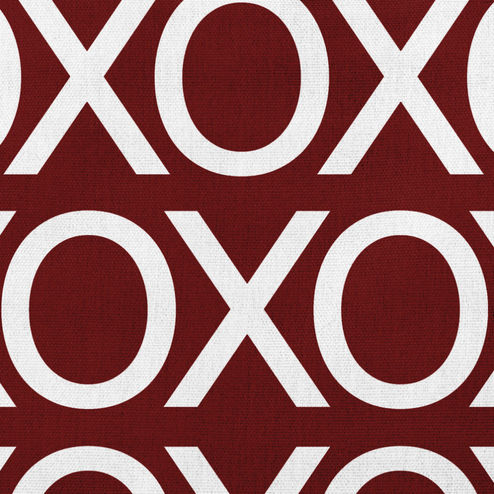 Hugs and Kisses Valentines Decorative Throw Pillow, Maroon, 16"x16"