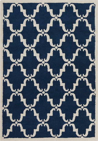 Davin Contemporary Area Rug, Navy Blue and White, 5'x7'