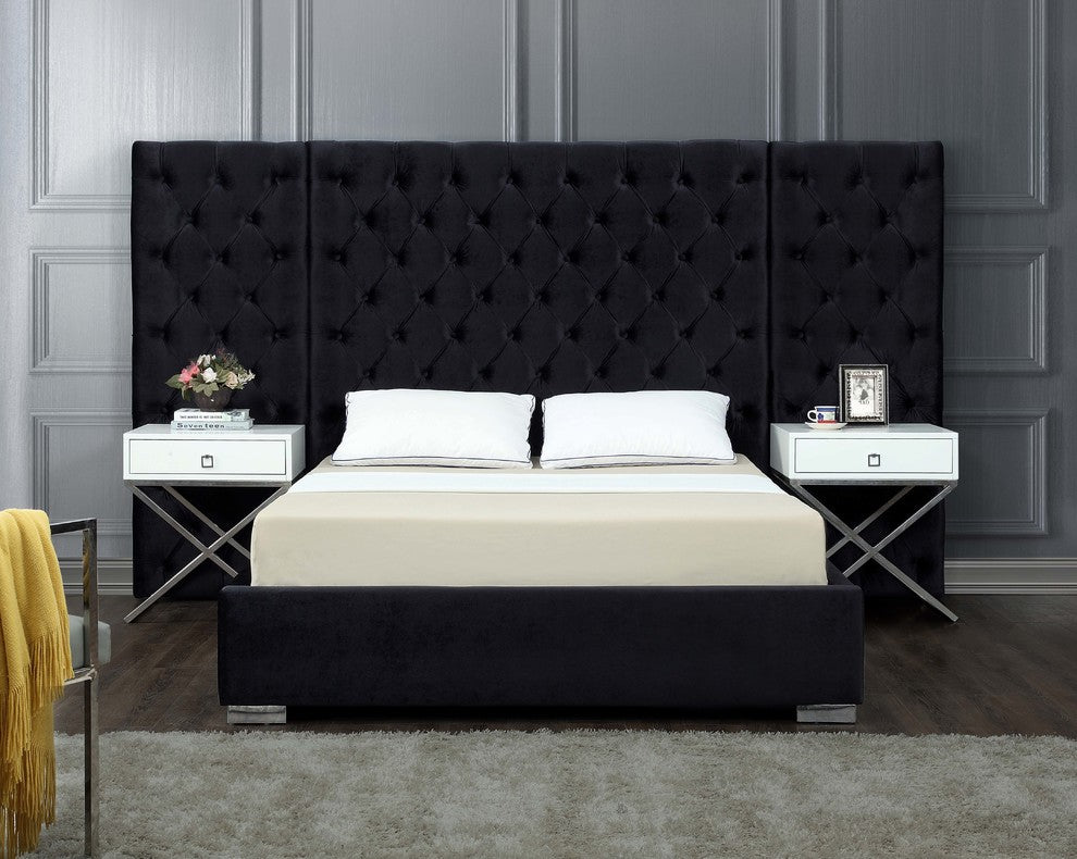 Grande Velvet Bed, Black, King