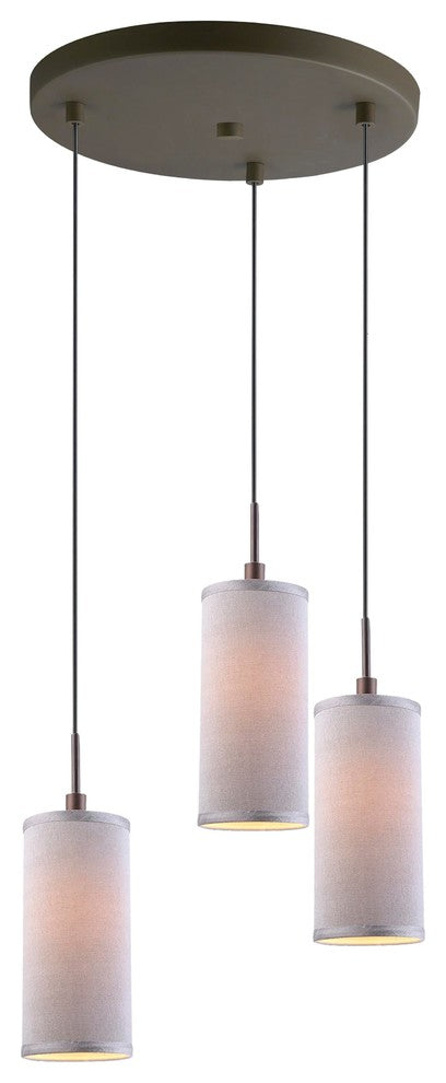 Woodbridge Lighting Sypta 3-Light Cluster Pendant, Bronze, Gray