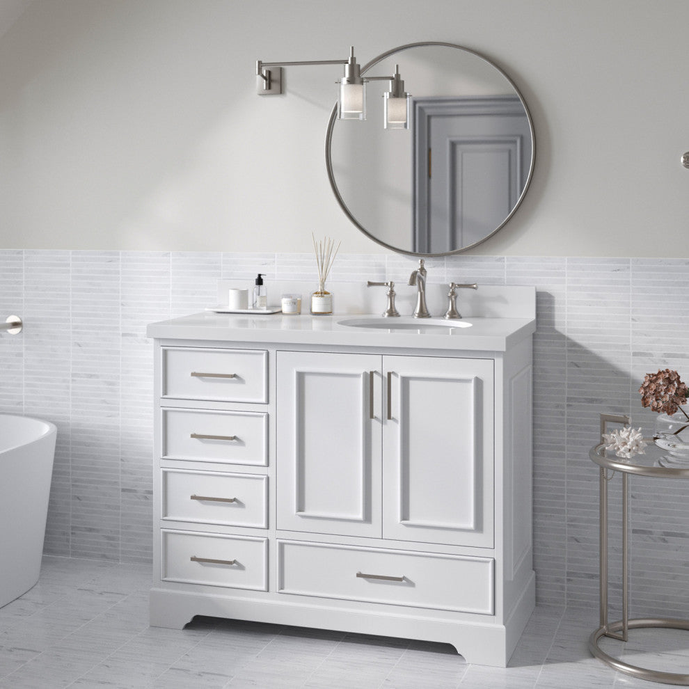 Ariel Stafford 43" Single Right Offset Oval Sink Bathroom Vanity