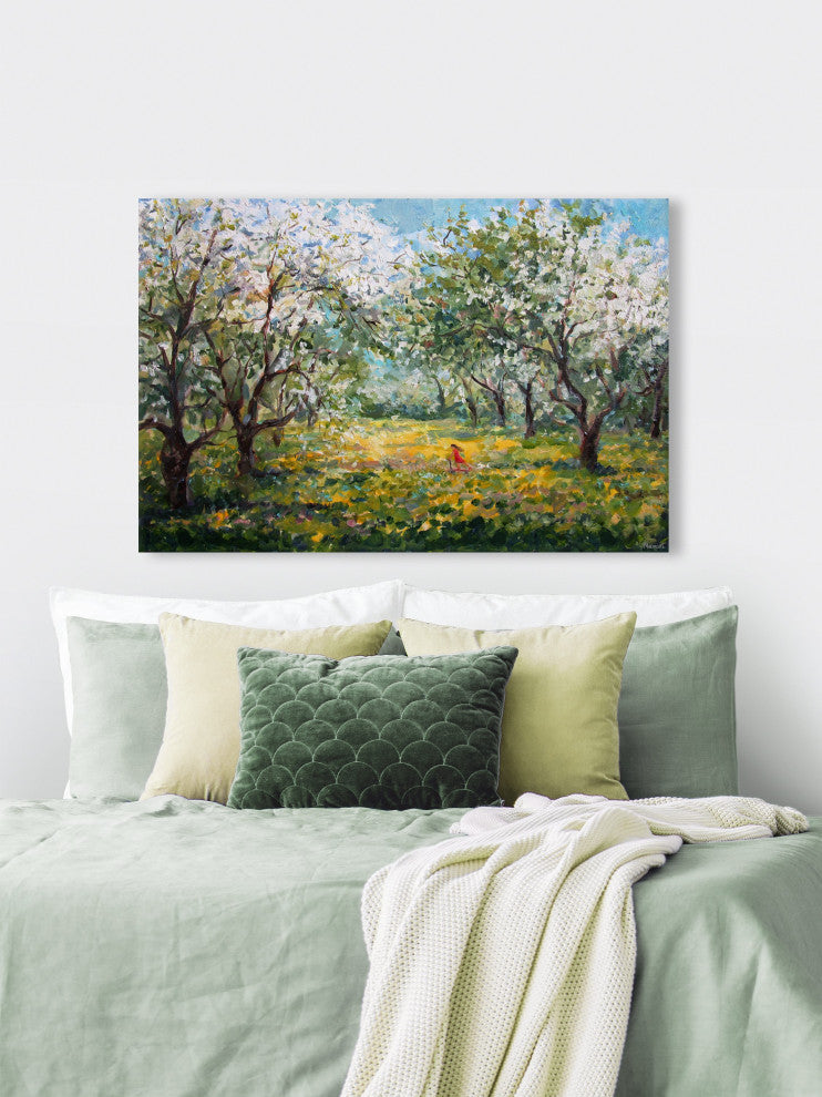 "Wildflower and Trees" Painting Print on Wrapped Canvas, 18x12