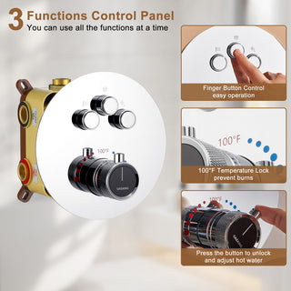 12" Luxury Shower System Set with Handheld Spray & 6 Body Jets, Chrome