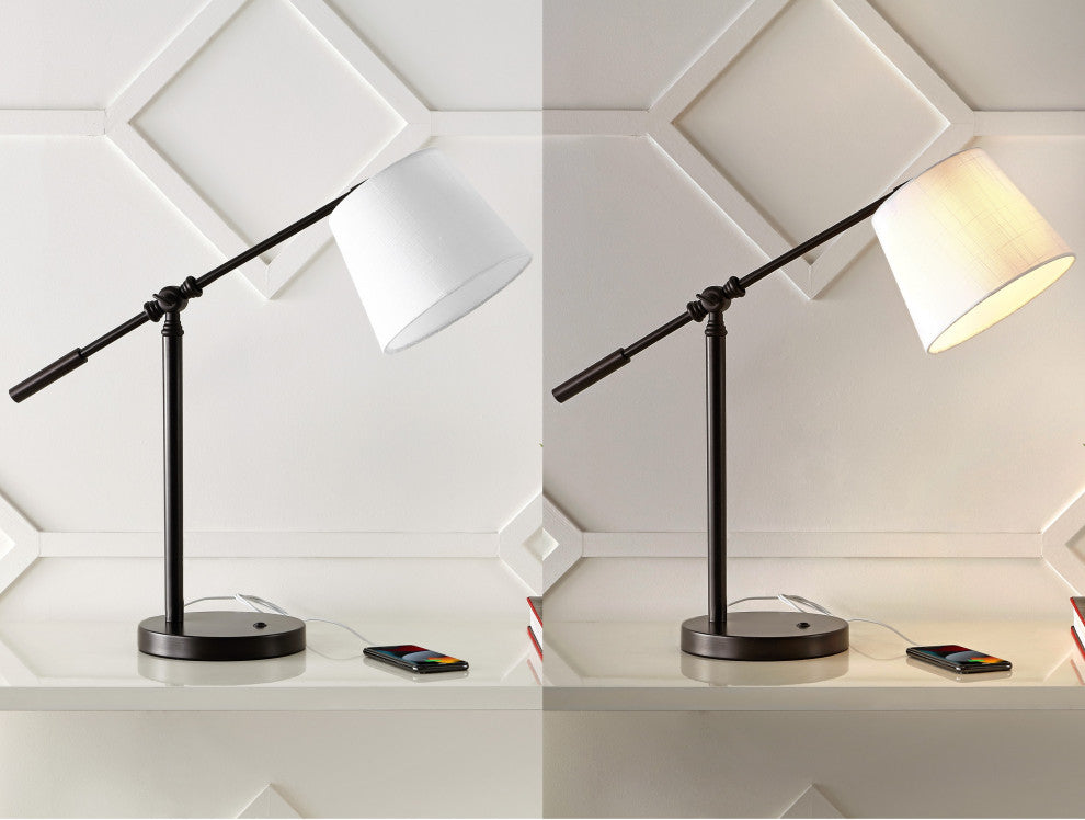 Troy 24" Classic Iron LED Task Lamp With USB Charging Port, Oil Rubbed Bronze