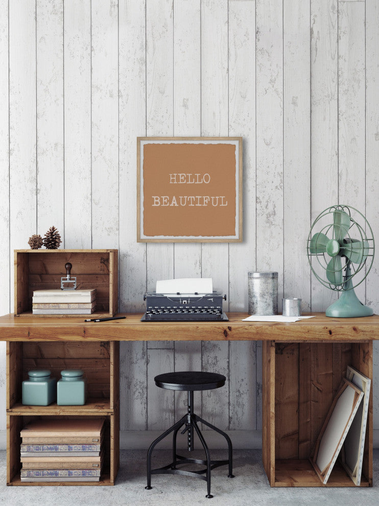 "Hello Beautiful V" Framed Painting Print, 18x18