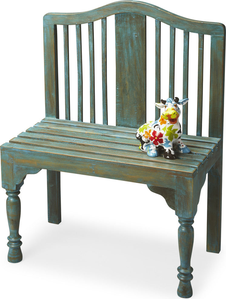 Butler Roseland Blue Solid Wood Bench