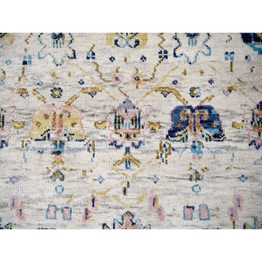Ivory Hand Knotted Wool Natural Dyes Mahal Design Oriental Rug, 7'10"x9'10"