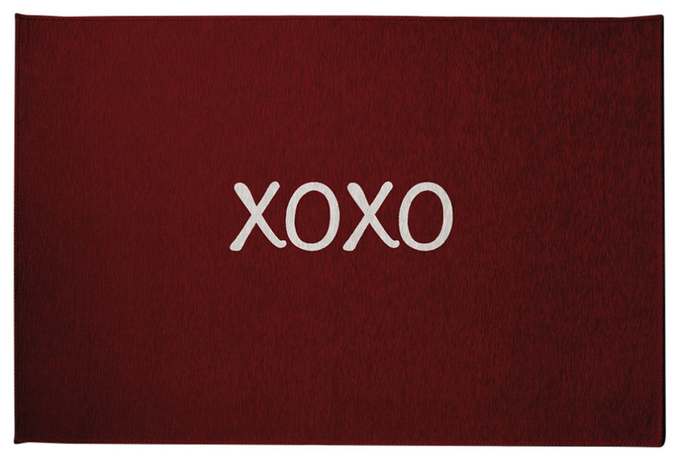 XOXO Valentines Chenille Rug, Maroon, 2'x3'