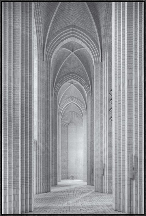 "Grundtvigs Kirke" Framed Canvas Giclee by Martin Fleckenstein, 25x37"