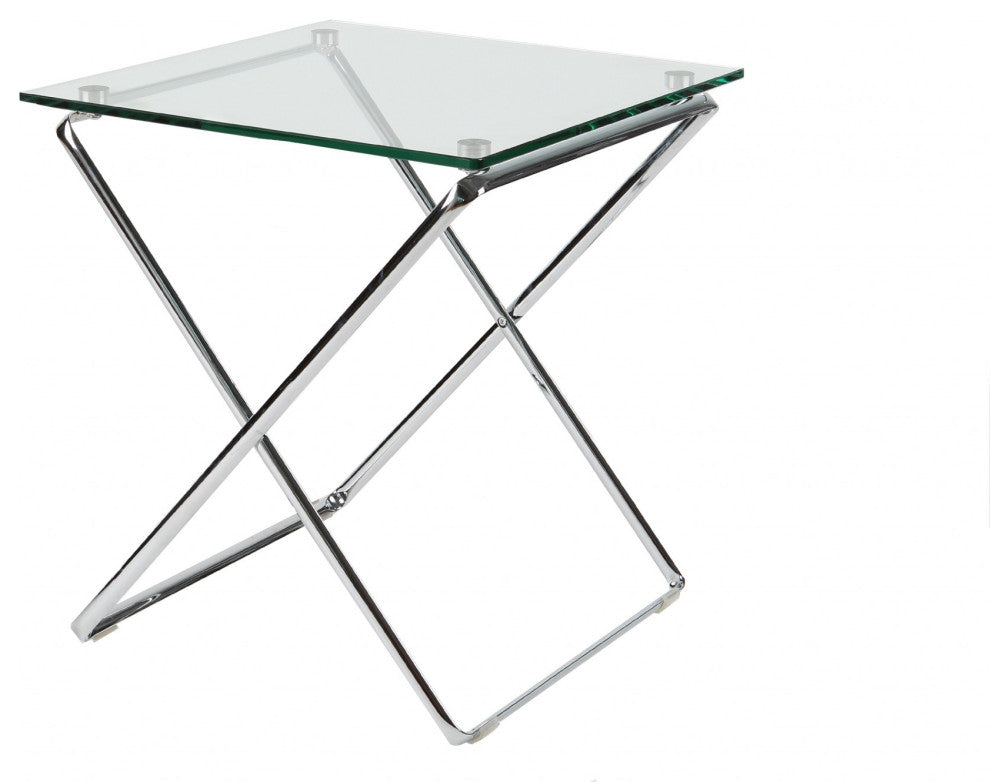 20" X 20" X 22" Clear Chrome Side Table