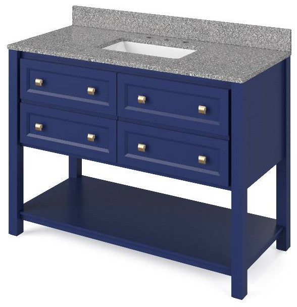 Adler Transitional 48" Hale Blue Vanity, Boulder Cultured Marble Vanity Top