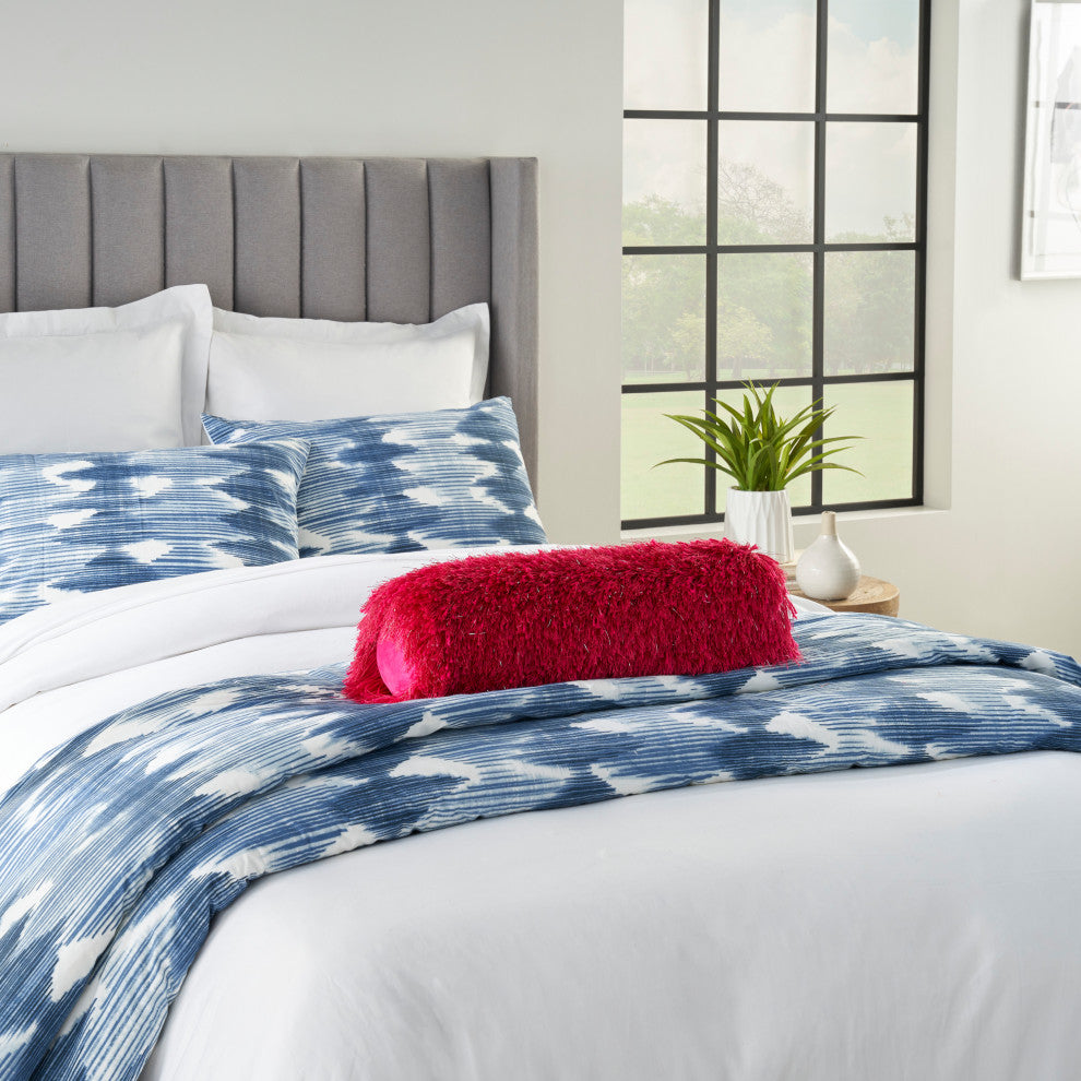 Nourison Home 5"x20" Mina Victory Shag Yarn Shimmer Shag Hot Pink Throw Pillow