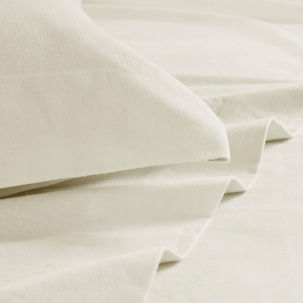 Beautyrest Oversized Flannel 4 Piece Sheet Set, Ivory Solid