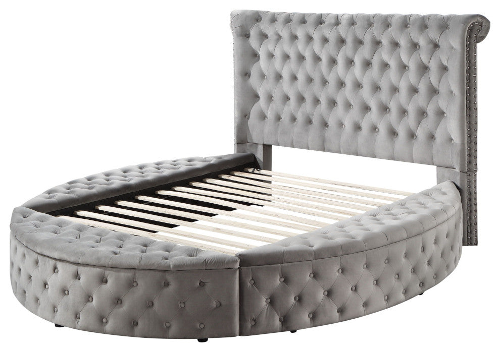 ACME Gaiva Queen Bed with Storage in Gray Velvet