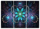 "Fractal Flower Blue Digital Art" Metal Wall Art, 3 Panels, 36"x28"
