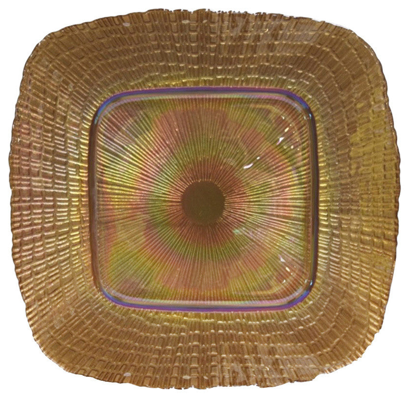 Radiant Square Glass Charger Plate, Gold