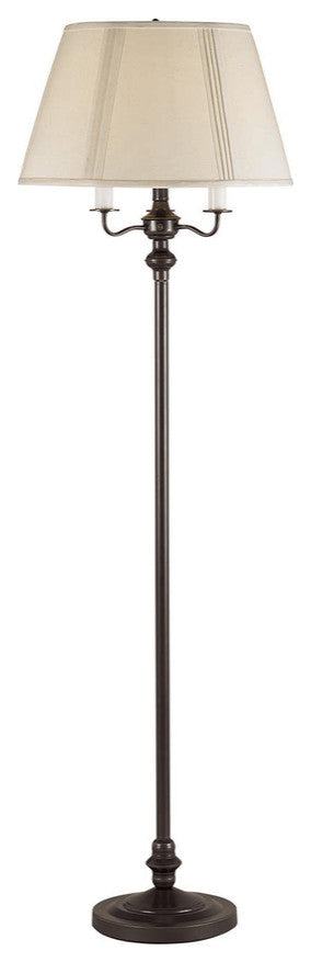 60" Bronze Four Light Traditional Shaped Floor Lamp With Beige Square Shade