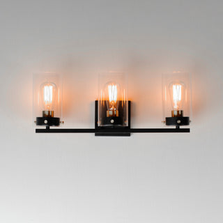 Maxim 12403CL Pinn 3 Light 21"W Vanity Light - Black / Satin Brass