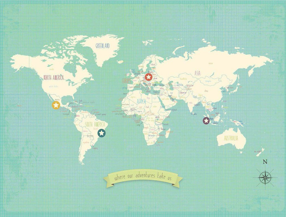 My Travel's Personalized World Map 24x18 Wall Art Poster