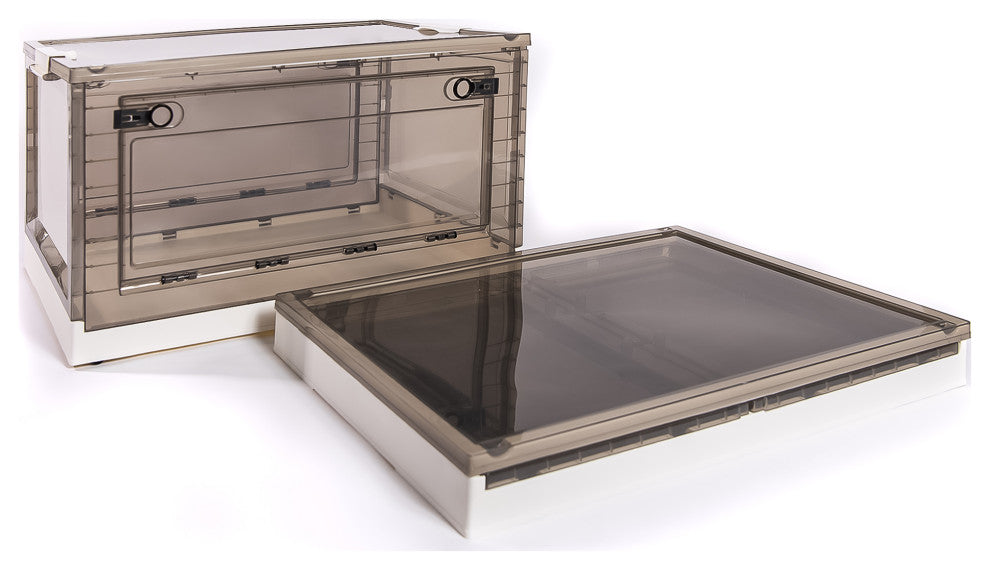 Easy Tidy Stackable Side Opening Collapsible Storage Box Sets, White, Xlarge