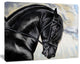 Friesian Horse Painting, Animal Canvas Art Print, 40"x30"