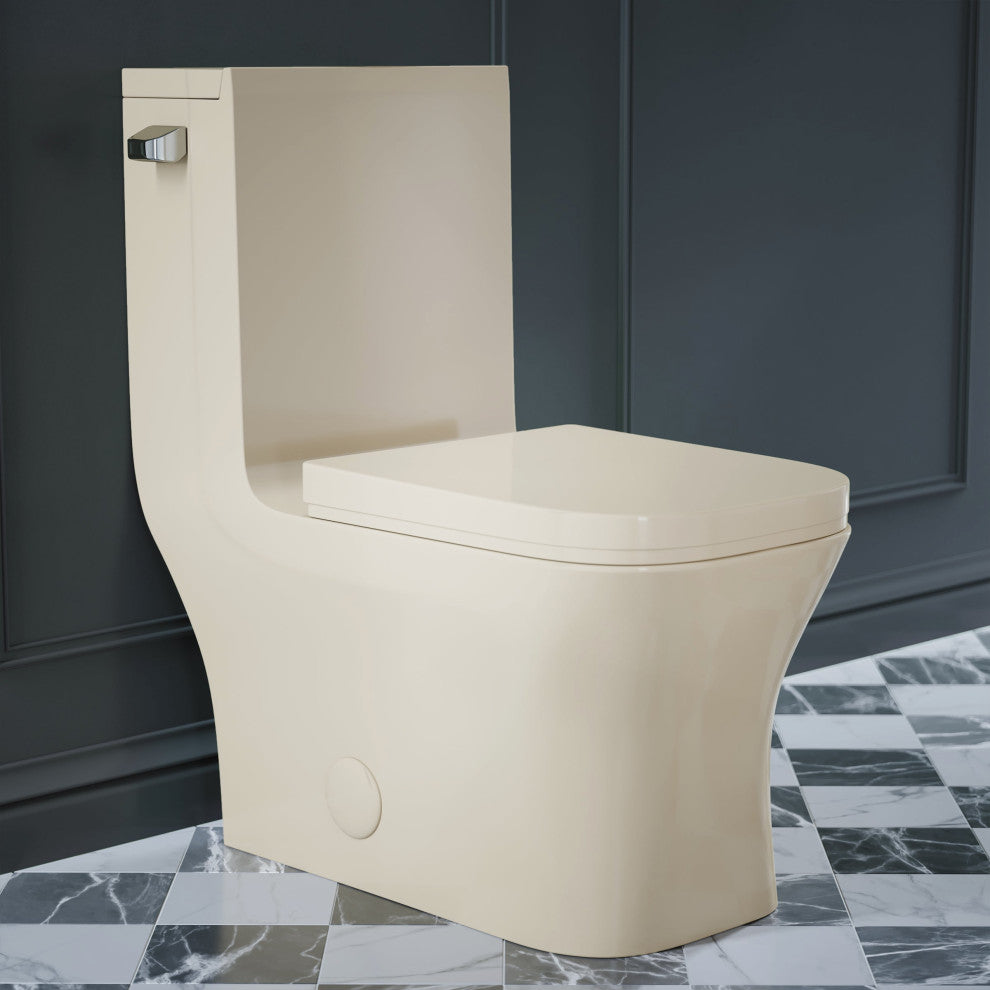 Concorde One Piece Square Left Side Flush Handle Toilet 1.28 gpf, Bisque