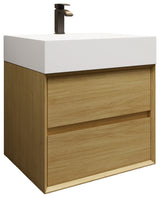 MAX 24" Floating Bath Vanity With Acrylic Sink, Teak Oak