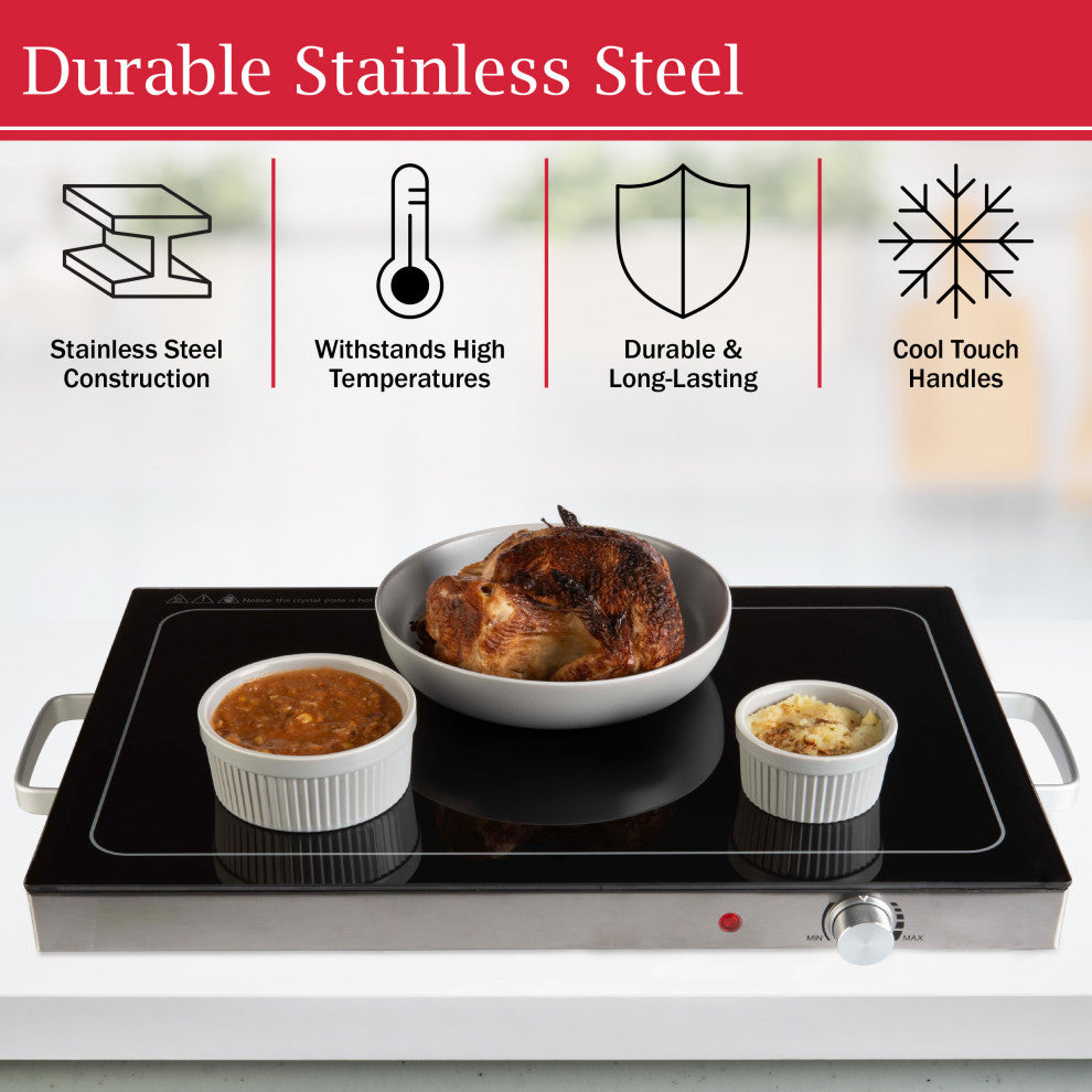 Electric Warming Tray Large Food Warmer With 3 Temperature Settings