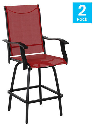 Outdoor Stool - 30 inch Patio Bar Stool / Garden Chair (Set of 2), Red