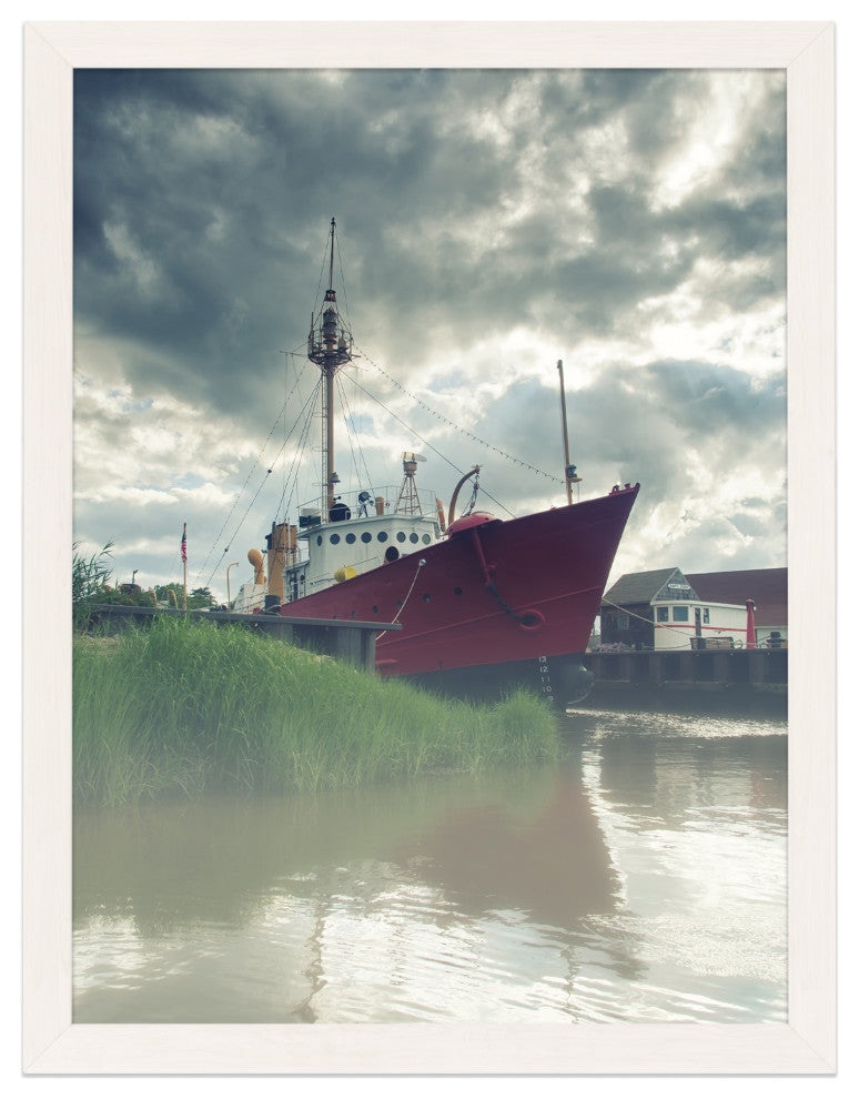 Foggy River Coastal Landscape Framed Photo Paper Wall Art Prints, White, 8" X 10"