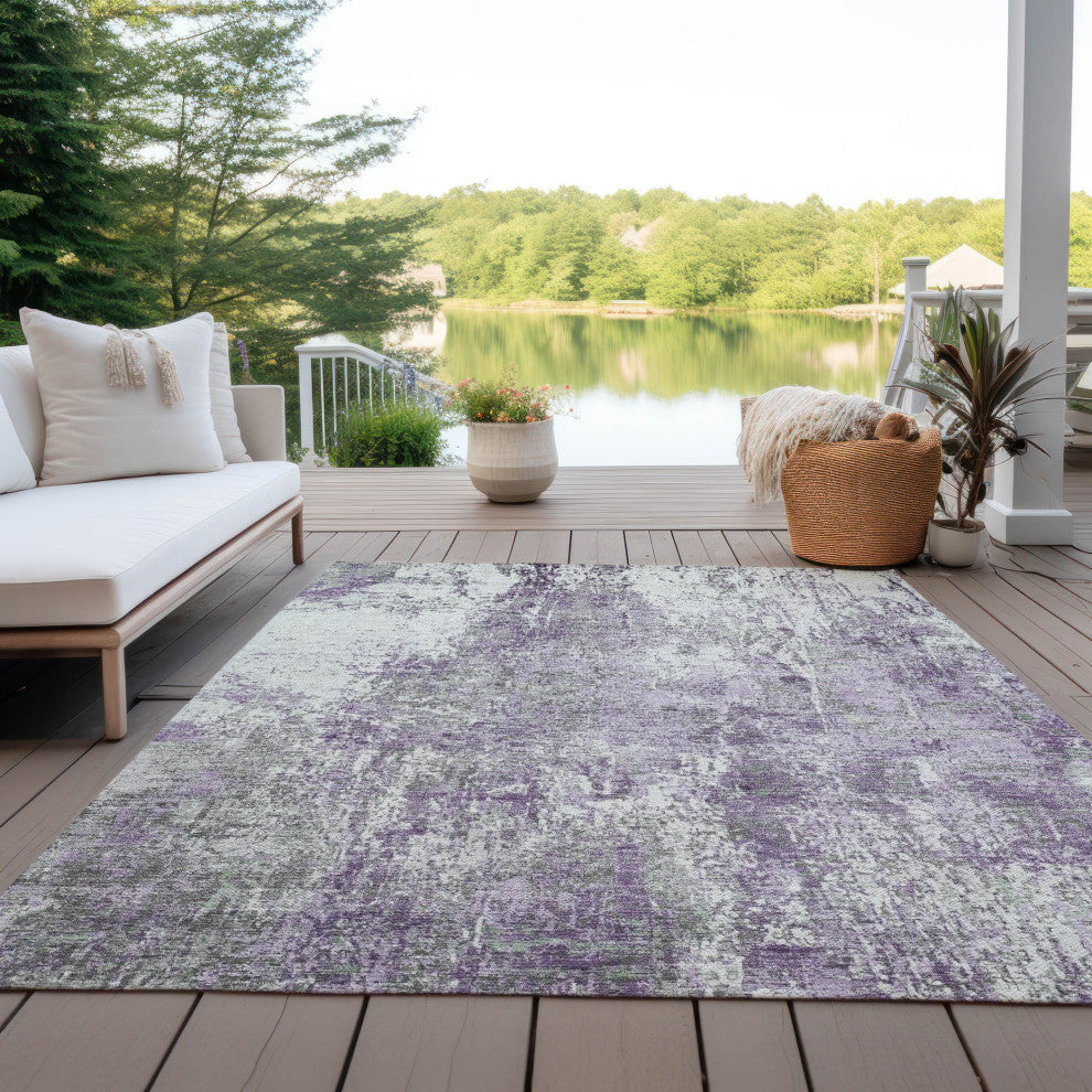 Machine Washable Indoor/Outdoor Chantille ACN1765 Plum 10' x 14' Rug
