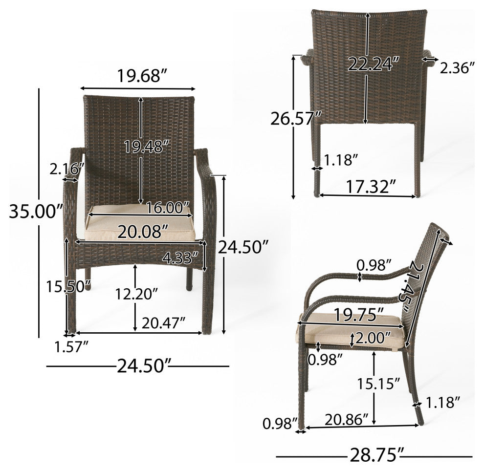 Florianopolis Brown Wicker Stacking Chairs, Set of 4