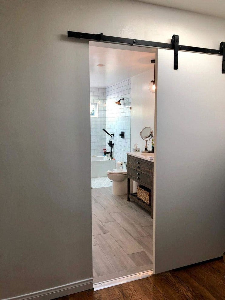 Sliding Barn Door 24 x 80 & Rail 6.6FT| Planum 0010 White Silk|