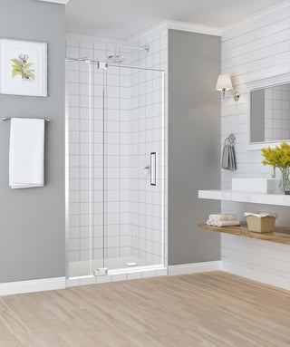 Madox 31"-36"x74.875" Frameless Pivot Shower Door, Chrome