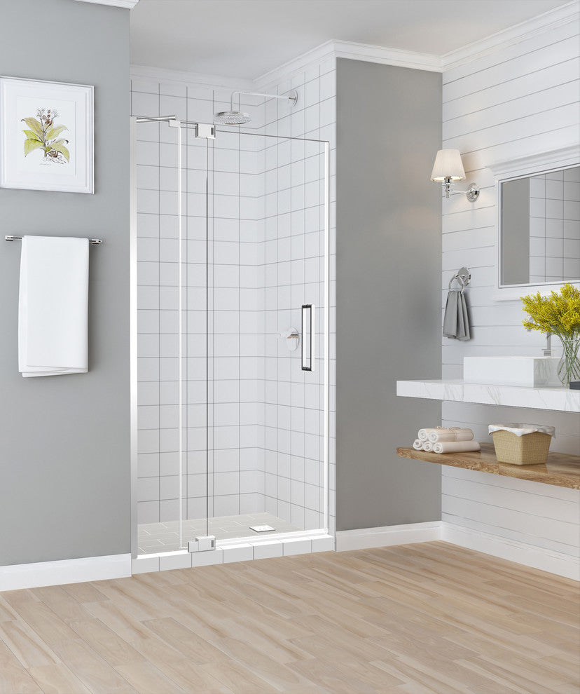 Madox 31"-36"x74.875" Frameless Pivot Shower Door, Chrome