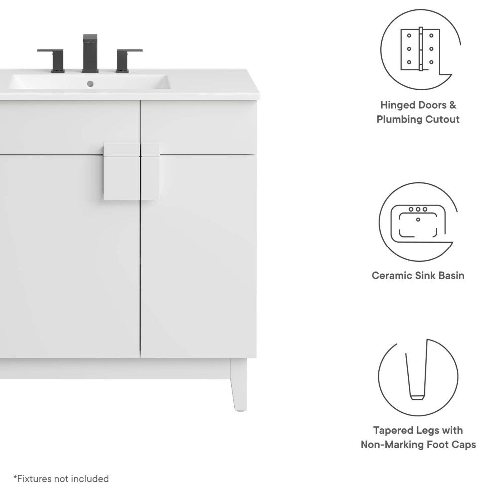 Miles 36" Bathroom Vanity - White White