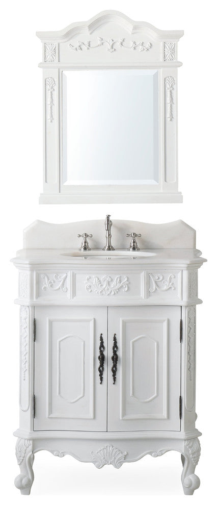 32 Inch Classic Style Antique White Fiesta Bathroom Sink Vanity