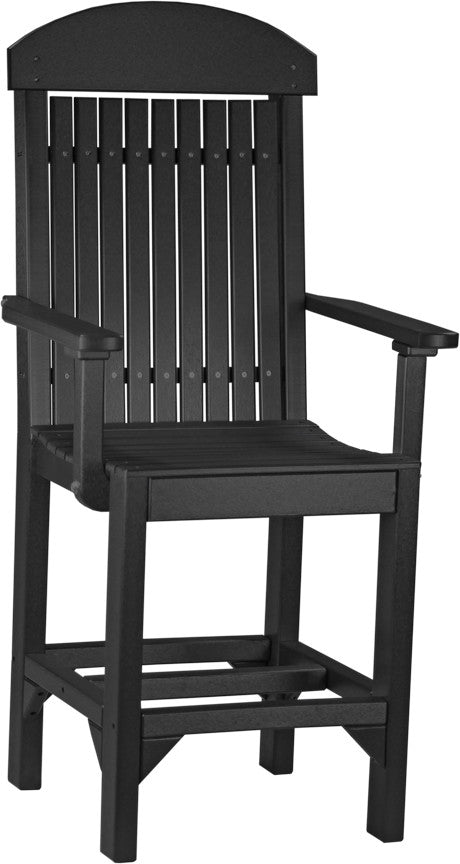 Set of 4 Poly Dining Chairs, Black, Counter Height, Arm Chair