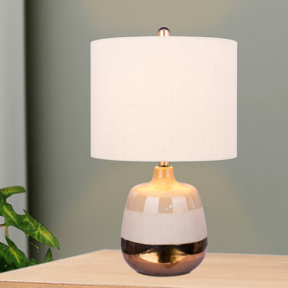 Ceramic Table Lamp With 3-Tone Effect in Gray, White & Gold, 22.5"