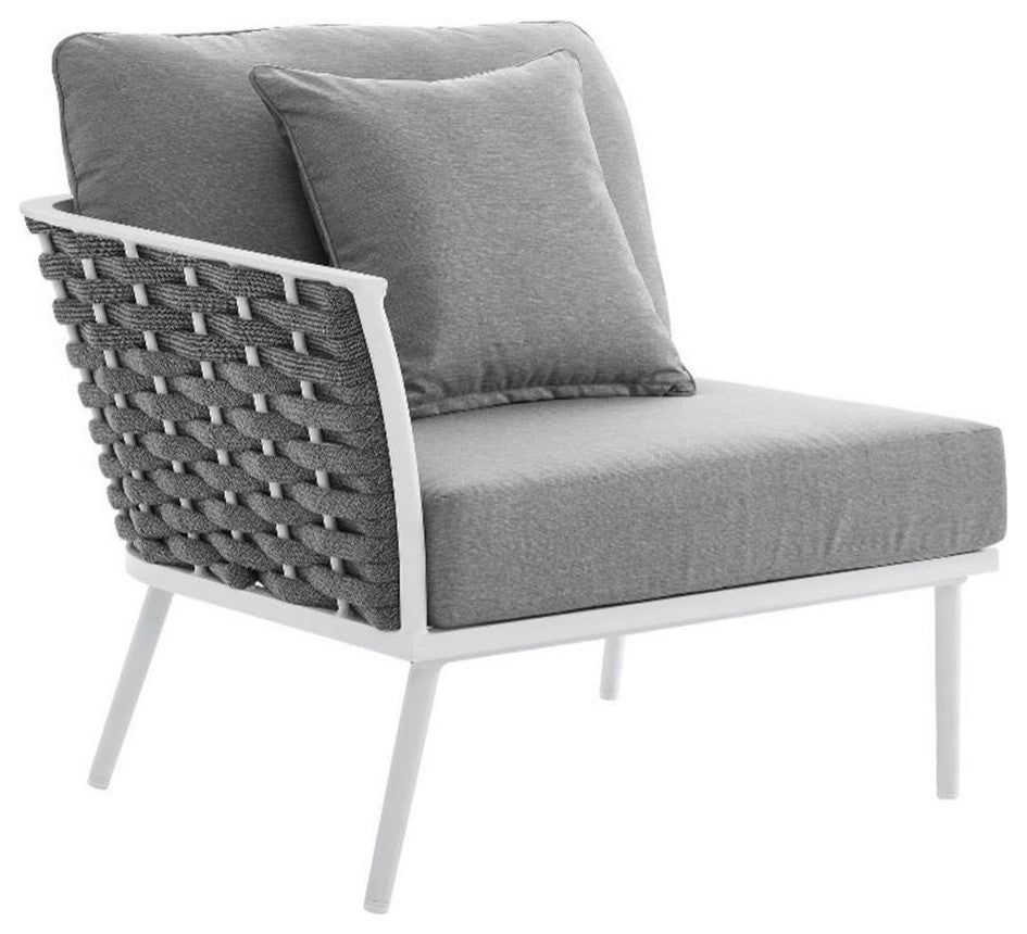 Stance Outdoor Patio Aluminum Left-Facing Armchair, White Gray