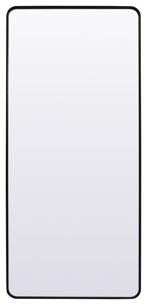 Soft Corner Metal Rectangle Full Length Mirror 32X72 Inch, Black