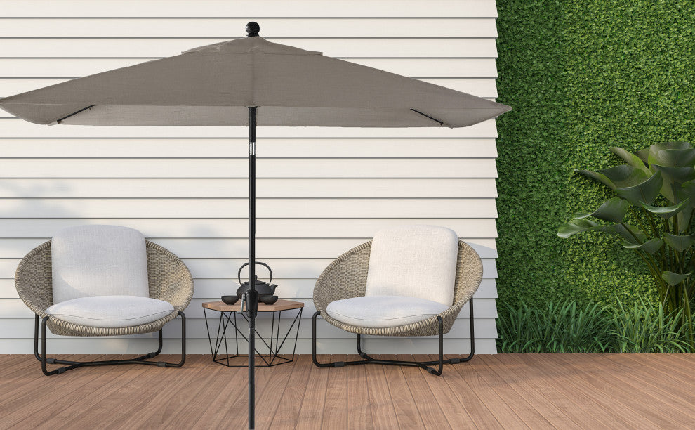 Pismo Dawn 9'x7' Rectangular Premium Push Tilt Market Umbrella, Black Frame, Gra