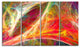 Mystic Red Fractal, Abstract Wall Art Canvas, 48"x28", 4 Panels