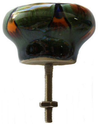 Round Peacock Talavera Ceramic Drawer Knob
