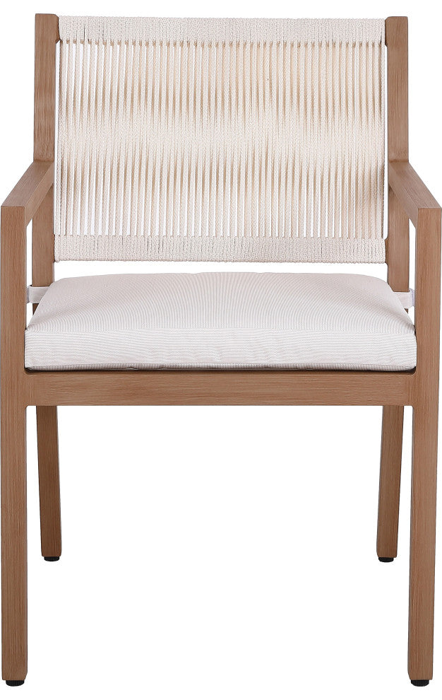 Maui Water Resisting Fabric Outdoor Patio Dining Arm Chair, Set of 2, Cream