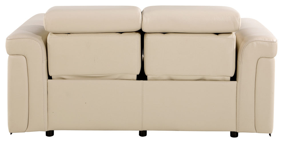 Augusto Top Grain Power Reclining Italian Leather Loveseat, Beige