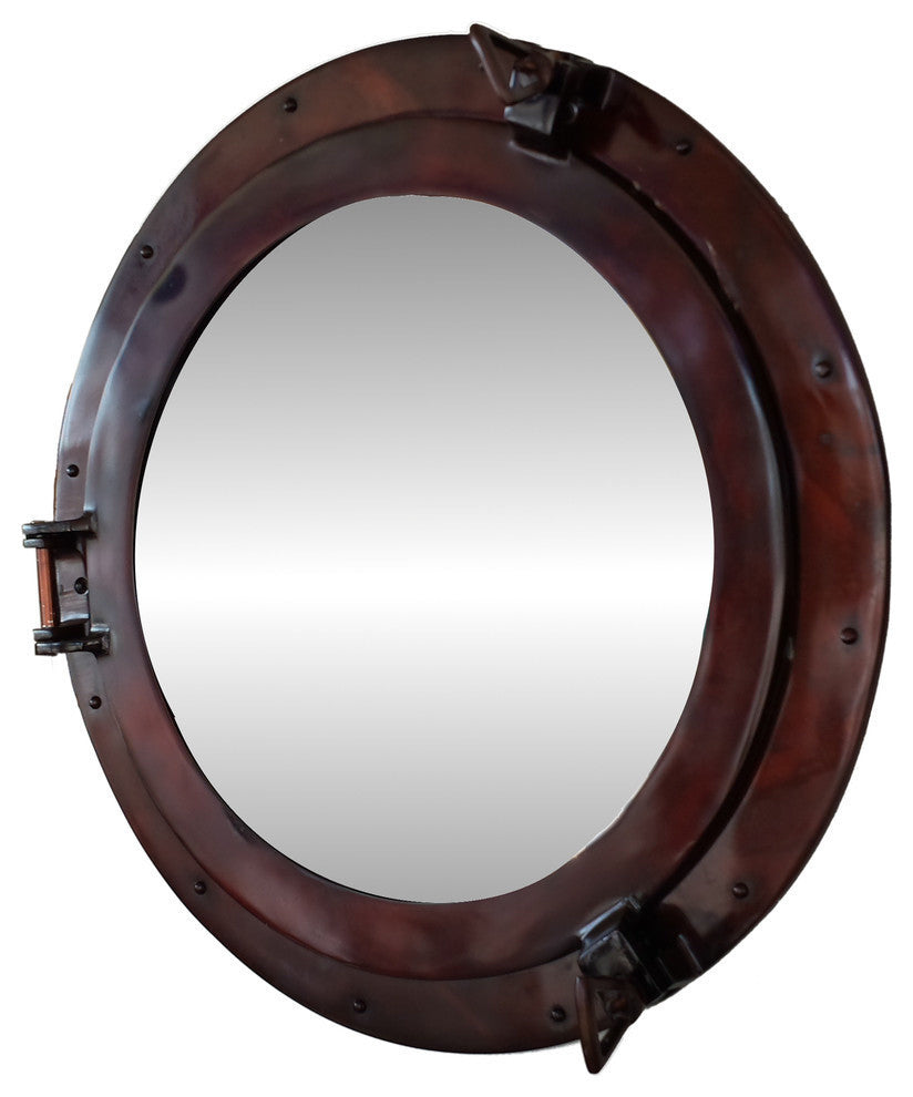 Deluxe Class Antique Copper Porthole Mirror 20'', Decorative Porthole Mirror