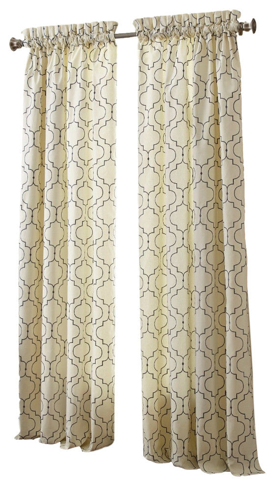 Sherry Kline 63" Hampton Embroidered Window Panel, Set Of 2, Dark Gold